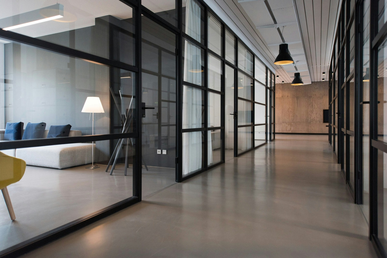 Modern office workspace for energy infrastructure conversations