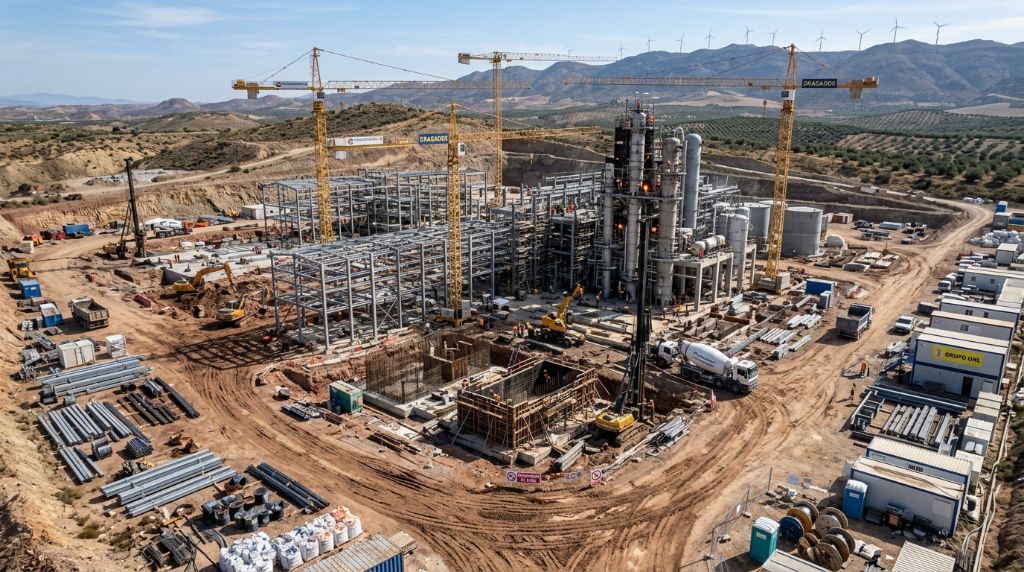Industrial energy infrastructure construction site under project development